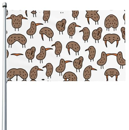 Gartenfahne Kiwi Vögel Niedlicher Druck Dekorative Fahnen Lustige Verblassen Beständig Flaggen Banner, Für Bauernhaus, Feiertage, Drinnen Und Draußen, 90x150cm