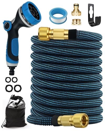 Zenmos 150FT Expandable Garden Hose Pipe with 10 Function Nozzle - Upgraded 3-Layer Latex No-Kink Flexible Water Hose with 1/2 3/4 Connectors, Expanding Water Hose for Gardening, Washing & Cleaning