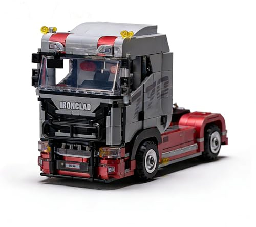 SANFUNET LKW Scania Bausteine, 800+ Teile Heavy Duty Truck Bausteinmodell, Klemmbausteine MOC Bausatz Bauspielzeug Kompatibel mit Großen Marken