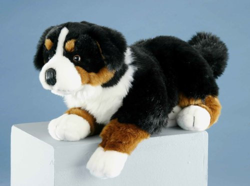 EBO 49041 - Berner Sennhund, 42 cm lang, liegend, schwarzer brauner und weißer Softplüsch