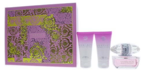Versace Versace Bright Crystal For Women 3 Pc Gift Set 1.7oz EDT Spray, 1.7oz Perfumed Bath and Shower Gel, 1.7oz Body Lotion