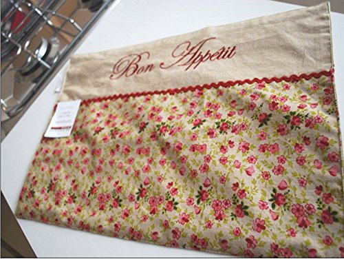 TxT BRANDANI Sottopiatto dppio fiori nelly con ricamo rosa buon appetit 33 x 48 cm