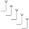 Tiny 1.2mm Clear Crystals Pack of 5 Sterling Silver Thin 0.6mm Bar L Shape Nose Studs