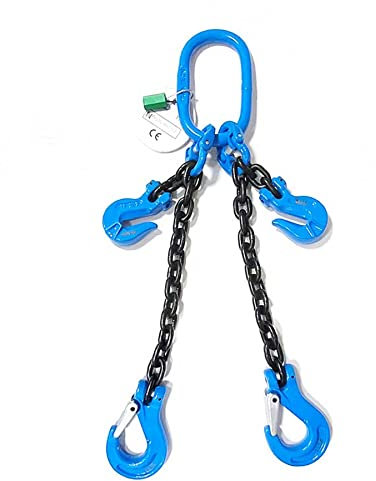 ELLERchain G100 1-strang Anschlagkette - 6mm / 1m - Ultra-starke Kette mit Aufhängering, Verbindungsglied, Gabelkopfhaken und Verkürzungshaken - Güteklasse 10, nach EN 812-2