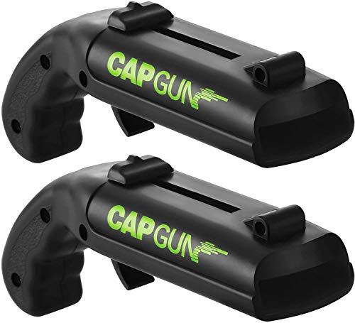 Kapsi L&H Gadgets Flaschenöffner Pistole, Firing Cap Opener [Startstrecke 5-6m/ Größe: 13x5x4 cm] Bierdeckel Pistole - Cap Gun Flaschenöffner Original (Schwarz, 2 STK)