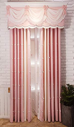 Lactraum Vorhänge Kinderzimmer Mädchen Prinzessin Bestickt 3D Schmetterling Rosa Blickdicht mit Kräuselband 145 x 245 cm