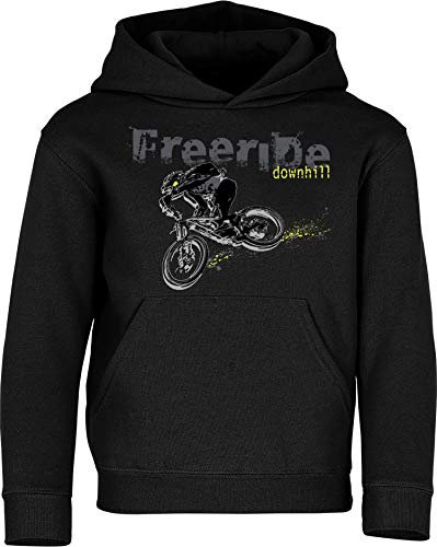 Baddery Fahrrad Pullover Kinder : Freeride Downhill - Sport Hoodie für Jungen und Mädchen - Outdoor Pulli Mountain Bike (Schwarz 152)