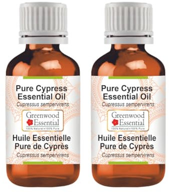 Greenwood Essential Olio essenziale di cipresso naturale (Cupressus sempervirens) distillato a vapore 100 ml X 2 (6.76 oz)
