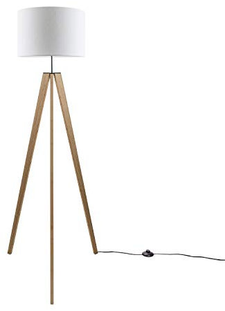 Paco Home Lampadaire Trépied Lampe De Lecture Chambre E27 Abat-Jour Tissu Uni E14 Avec Interrupteur