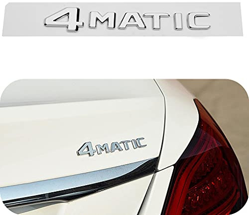 LDYFC 4-Matic Silber/Chrom Auto Kofferraum Tür Kotflügel Stoßstange Abzeichen Aufkleber Emblem Klebeband Aufkleber Kompatibel für alle Mer-CED-es-Be-nz Zubehör - Silber