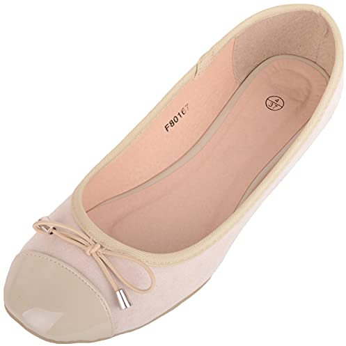 Women Slip On Lightweight Smart Casual Formal Ballerina Style Pumps Dolly Shoes - Taupe - UK 6 / EU 39