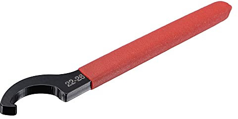 sourcing map Llave inglesa con gancho en C Portabrocas para tuerca redonda de 22-26 mm, con mango antideslizante rojo