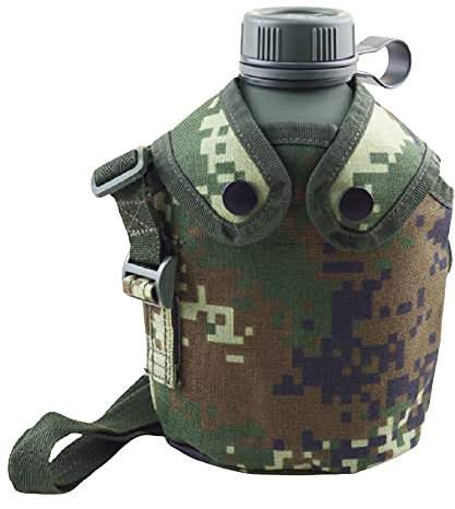 ZXNQ 1L Edelstahl Feldflasche Wasserflasche Armee Militär Kochgeschirr Überleben Trinkflasche - 7.6 * 4.7 * 9 in,A