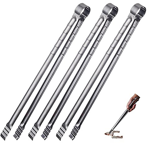 UPTALY pince à steak extra longue de 45 cm, Lot de 3 pinces à barbecue en acier inoxydable, pince à épiler de cuisine, pince à charbon professionnelle, pince à grill coréen