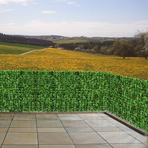Mendler Balkonsichtschutz N77, Sichtschutz Windschutz Verkleidung für Balkon Terrasse Zaun - 500x100cm Blatt hell