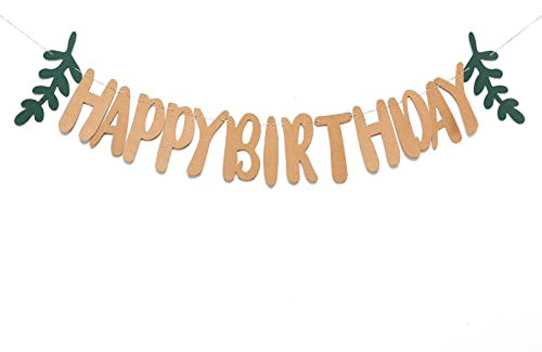Hefoklu Yellow(Brown) Happy Birthday Banner for Adults, Ecofriendly Reusable 15pcs Happy Birthday Centerpieces Banner for Party Supplies, Paper Flag Decor for Kids Girls Women Birthday