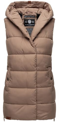Navahoo Damen Weste gefütterte Steppweste gesteppte Übergangsweste B891 [B891-Madil-Dark-Taupe-Gr.XXL]