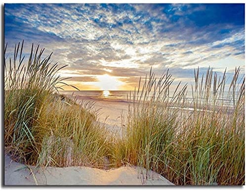 Kewier 5D Diamant Painting Bilder Full Groß,DIY Diamond Painting Set für Erwachsene Kinder,Crystal Strass Stickerei Kreuzstich Diamant Kunsthandwerk für Home Wall Décor Meer - Strand Round 50x70cm