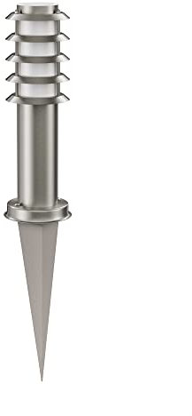 ledscom.de Wegelicht/Pollerleuchte/Gartenleuchte PORU mit Erdspieß für außen, IP44, Gitter, 39cm, edelstahl, 1 x E27 max. 60W