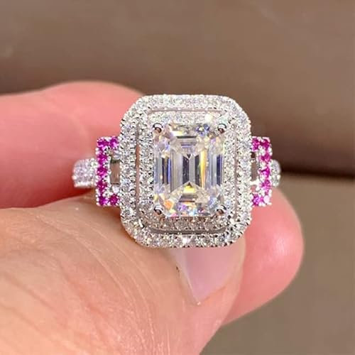 LvSenLin Wunderschöner Vorschlag Verlobungsringe für Frauen Full Bling Iced Out Glänzender Kristall Zirkonia Silber Farbe Trendy Schmuck