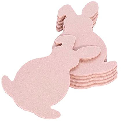 kontor28 - Filz Untersetzer Oster Motiv - 6er Set, Design Untersetzer aus 100% Natur Schurwolle, schmutz -und wasserabweisend, für Getränke, Bar, Tasse, Glas, Motiv: Hase blüte rosa