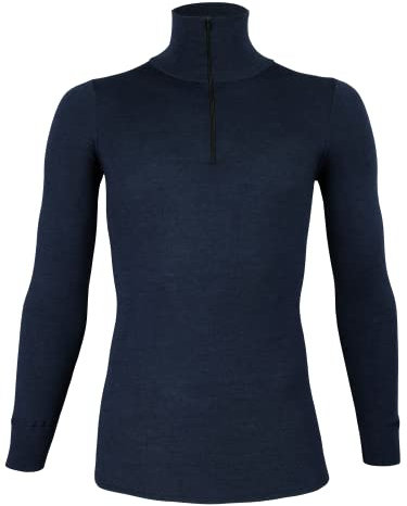 wobera AngoraRollkragenpullover mit Stehkragen und Reißverschluss mit 70% Schurwolle kbT und 30% Seide für Damen und Herren (Gr. L, Farbe: Marine)