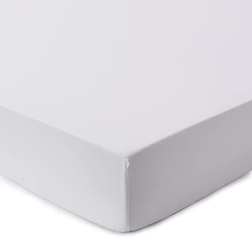 URBANARA Spannbettlaken MATA - Weiß - 200x200x26 cm, 100% Baumwolle mit Soft-Peach-Finish – Bettlaken, Baumwoll-Laken, Betttuch, Haustuch