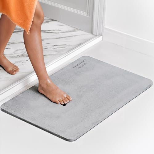 Momo Lifestyle Stone Bath Mat Drytomita, Diatomaceous Earth Absorbent Bathroom Mat Quick Dry, Shower Bath Mat (Linen Grey, Grande 80 x 50 cm)
