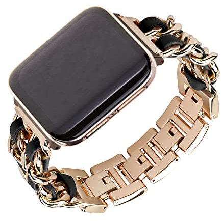 Metall Armbänder Für Oppo Watch 41mm/46mm Armband Für Frauen Damen Leder Edel Luxus Ersatzband Uhrenarmband Kompatibel mit Oppo Watch 41mm/46mm (Roségold1,46mm)