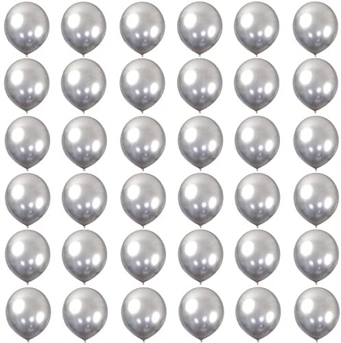 Ballon Argent,36 Pièces 5 Pouces Ballons de Baudruche,Ballon Anniversaire,Ballons Argent en Latex Métallique Helium Gonflable de Fete,Mariage,Baby Shower,Anniversaire Decoration pour Femmes Garçons