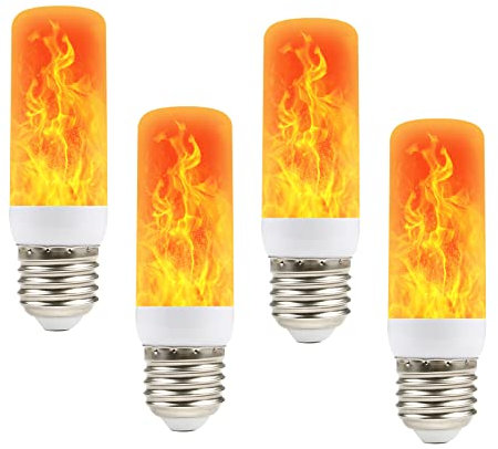 ConBlom Flame Effect Light Bulbs | 4 Lighting Modes LED E27 Flickering Bulbs for Christmas Halloween (4 Pack)