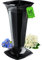 KADAX Vase Funéraire avec Socle en Plastique pour Cimetière, Fleurs pour Pierre Tombale, Décoration sur Pied pour la Tombe (Noir/Haut)