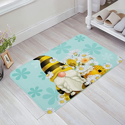 Fußmatte Frühlings-Biene-Sommer-Wichtel-Honig-Aqua-Kamm-Gänseblümchen-Blume Sauberlaufmatte Weicher Badteppich Antibakterielle Teppich Für Außen Innen Küche 40X60cm