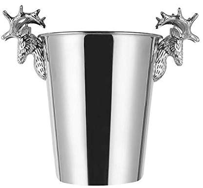 Peowuieu Stainless Steel Ice Bucket, Handle, Insulated Ice Bucket, Wine Bucket, Champagne Bucket for Paties and Bar (S)