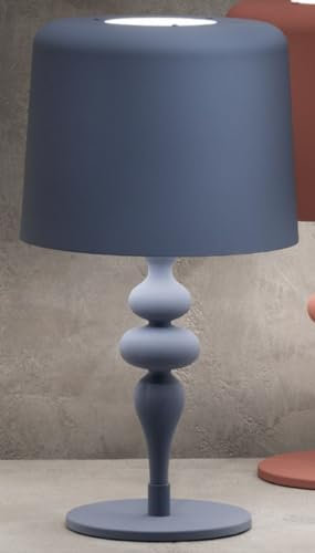 Casa Padrino Luxus Art Deco Tischleuchte Blau Ø 50 x H. 180 cm - Runde Art Deco Schreibtischleuchte mit Aluminium Lampenschirm - Luxus Tischleuchten - Luxus Qualität - Made in Italy