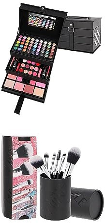 Bundle bestend aus aus ZMILE Cosmetics Kosmetik-Koffer 'Beauty Case black' - Vegane Kosmetik und ZMILE Cosmetics Geschenkbox 'YOUR UTENSILO' Brushes - Pinselset 6teilig – vegane Kosmetikpinsel
