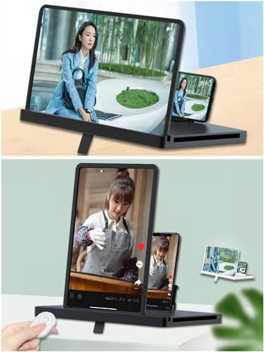 KuDiff 25,4 cm (10 Zoll) Handy-Bildschirmlupe, vertikal, horizontal, 3D-HD-Handy-Bildschirmverstärker, Projektor für Filme, Videos und Spiele, Desktop-Telefonhalter, Ständer, Bildschirmvergrößerung