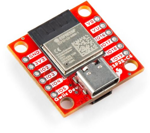 SparkFun Qwiic Pocket Development Board - ESP32-C6 Mini-1 Modul, inklusive USB-C-Anschluss, Qwiic-Stecker, 2-poliger JST-Batterieanschluss, Boardabmessungen: (Zoll) 2,5 cm x 2,5 cm
