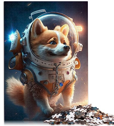 Astronaut Space Corgi Dog Puzzle 1000 Teile für Erwachsene Holzpuzzle Familienspiel für Erwachsene und Kinder 50x75cm