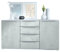 Vladon Sideboard Linio 139 x 72,5 x 35 cm Anrichte mit 2 Türen und 4 Schubladen, Korpus in Weiß matt, Fronten in Beton Oxid Optik