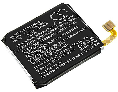 Batterie de rechange pour Motorola Moto 360 2ème génération 2015 (370 mAh / 1,41 Wh)