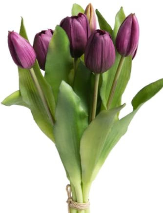 Botanic-Haus künstliches Tulpenbündel/künstlicher Tulpenbund Sandy mit 4 Tulpen und 3 Tulpenknospen Farbe: aubergine real Touch