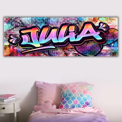 tjapalo® P90 Graffiti Poster Jugendzimmer Bild mit Namen Coole Bilder für Teenager Cool Graffiti Poster Kinderzimmer Mädchen Wandbild Mädchenzimmer Poster mit Namen Mädchen, Größen Name: B140xH49cm