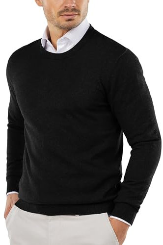 COOFANDY Men's Winter Jumper Crew Neck Knitted Sweater Jumpers Designer Pullover Sweaters for Men Black L