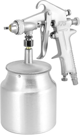 QWORK® Pistola a spruzzo, aerografo con tazza di flusso, volume 600 ml, ugello Ø 1.5 mm, per lavori di verniciatura
