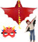 DKINY Dinosaurier Kostüm Kinder Halloween Dinokostüm mit Drachenflügel Umhang und Maske Dino Cosplay Kinderkostüm Zubehör für Junge Mädchen Halloween Karneval Fasching-Rot