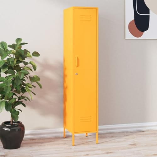 Buzaza Schließfachschrank Senfgelb 35x46x180 cm Stahl Spind Schrank SchließFachschrank AufbewahrungsschräNke Stahlschrank