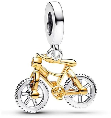 Rimgoris 925 Sterling Silber Anhänger Charm für Damen Armbänder Zweifarbig Hobbys Fahrrad Radfahren Valentinstag Geburtstagsgeschenk Charms für Damen