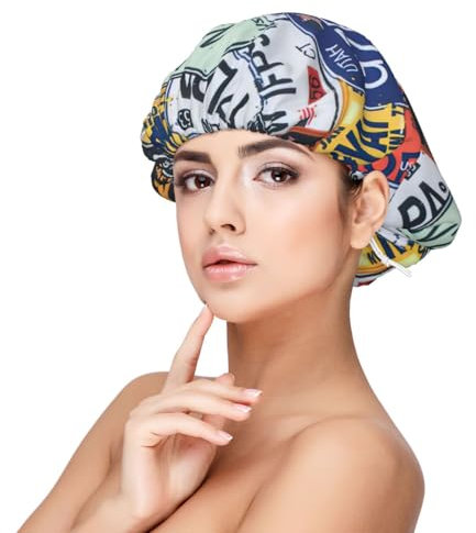 License Plate Adult Satin Sleeping Cap - Women's Elastic Sleep Bonnet, Adjustable Overnight Hair Cover for Hairstyles Black, Schwarz, Einheitsgröße
