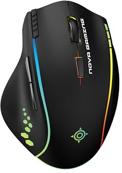 NOVA GAMING – PERSEE – Mouse Gaming Wireless RGB Programmabile – Software di personalizzazione, DPI regolabile, 9 animazioni LED, Mouse Ricaricabile